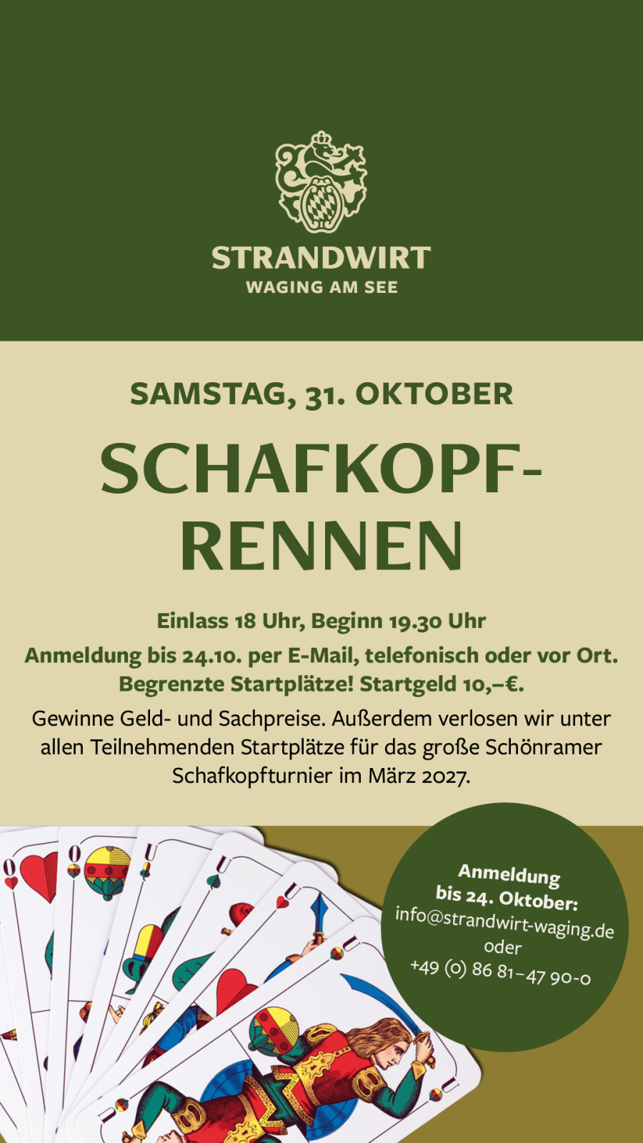 Flyer zum Schafkopfrennen in Waging am See